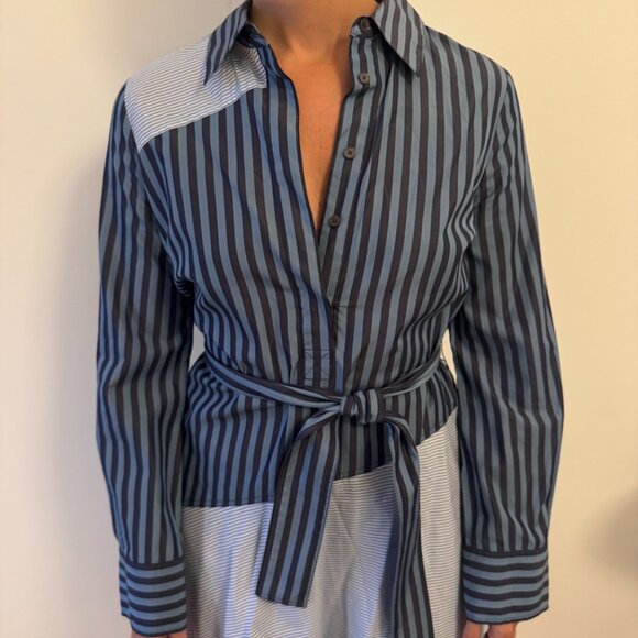 10 Crosby Derek Lam Slimming Asymmetrical Waist-Tie Dress - Picture 4 of 7